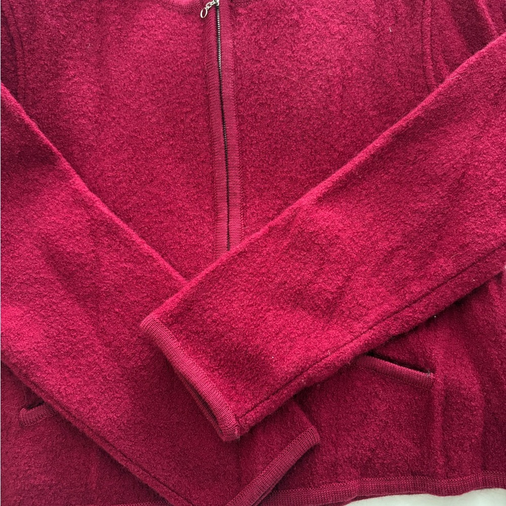 Talbots Raspberry Red 100% Wool Cardigan Jacket - Picture 4 of 7